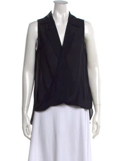 Pre-owned L'agence Silk V-neck Blouse In Black