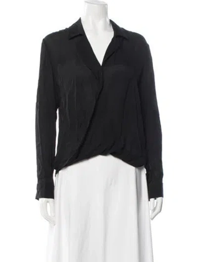 Pre-owned L'agence Silk V-neck Blouse In Black