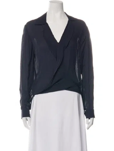 Pre-owned L'agence Silk V-neck Blouse In Black