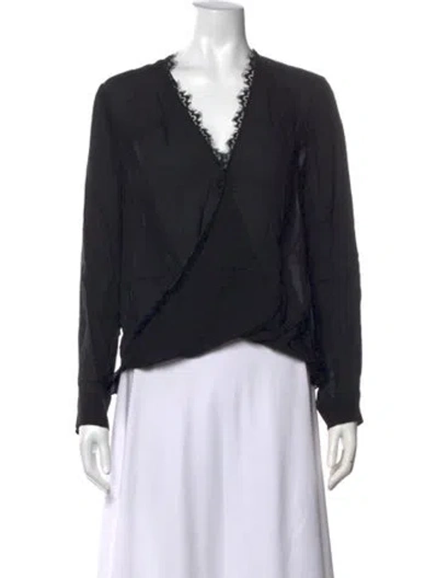 Pre-owned L'agence Silk V-neck Blouse In Black