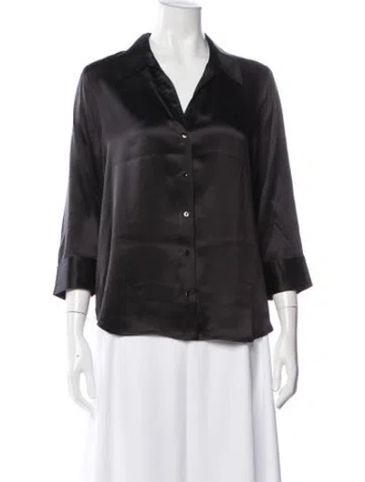 Pre-owned L'agence Silk V-neck Blouse In Black