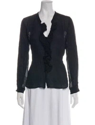 Pre-owned L'agence Silk V-neck Blouse In Black
