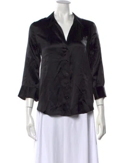 Pre-owned L'agence Silk V-neck Blouse In Black