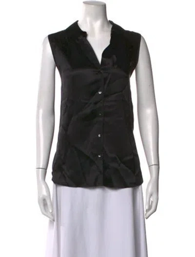Pre-owned L'agence Silk V-neck Blouse In Black