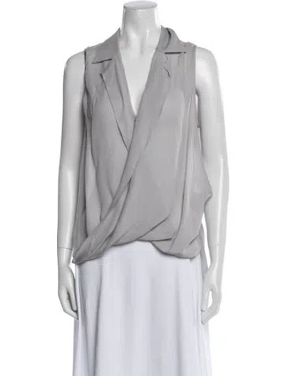 Pre-owned L'agence Silk V-neck Blouse In Blue