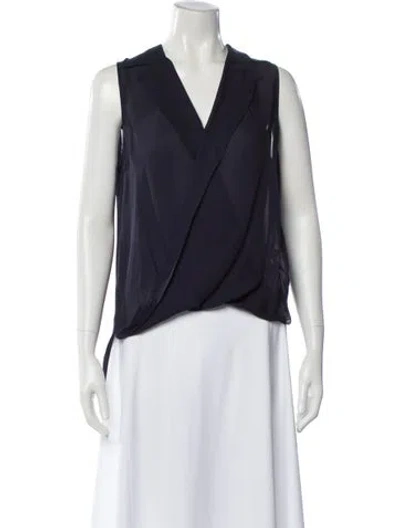 Pre-owned L'agence Silk V-neck Blouse In Blue