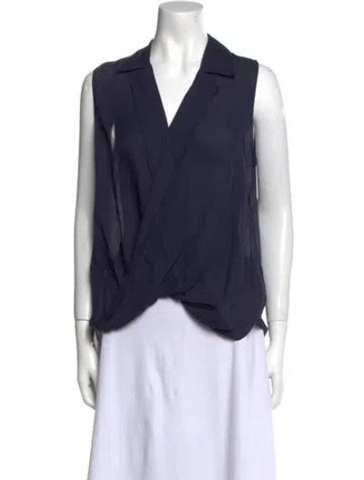 Pre-owned L'agence Silk V-neck Blouse In Blue