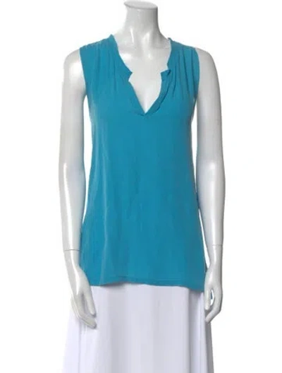 Pre-owned L'agence Silk V-neck Blouse In Blue