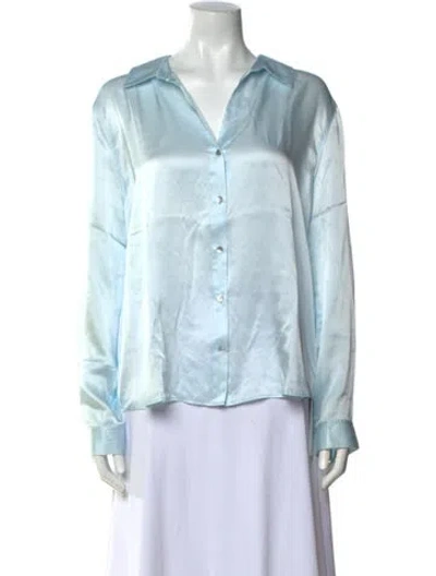 Pre-owned L'agence Silk V-neck Blouse In Blue