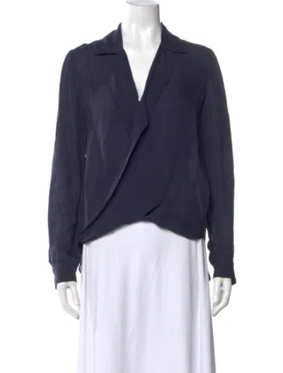 Pre-owned L'agence Silk V-neck Blouse In Blue
