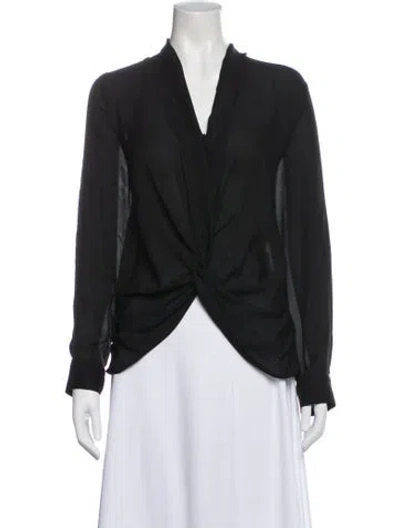 Pre-owned L'agence Silk V-neck Blouse In Blue
