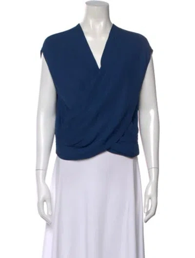 Pre-owned L'agence Silk V-neck Blouse In Blue