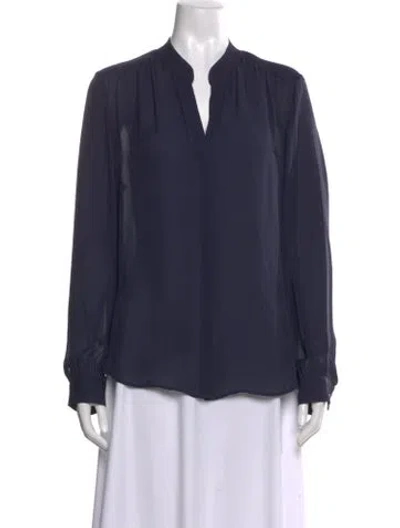 Pre-owned L'agence Silk V-neck Blouse In Blue