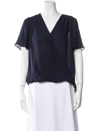 Pre-owned L'agence Silk V-neck Blouse In Blue