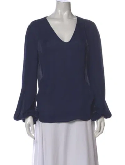 Pre-owned L'agence Silk V-neck Blouse In Blue