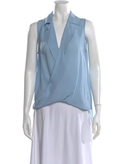 Pre-owned L'agence Silk V-neck Blouse In Blue