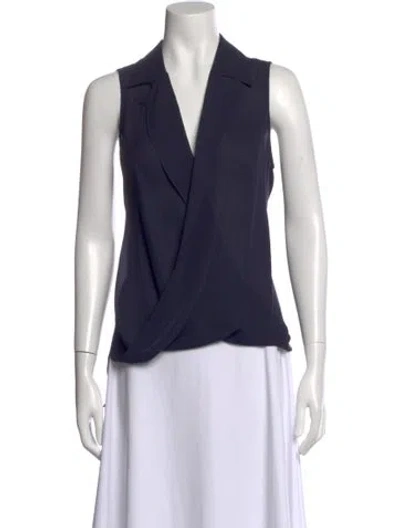 Pre-owned L'agence Silk V-neck Blouse In Blue