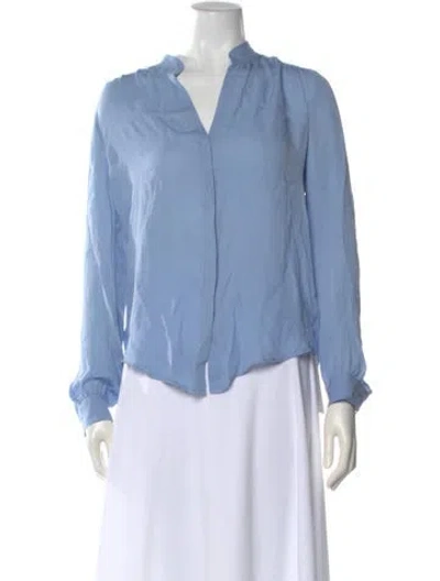 Pre-owned L'agence Silk V-neck Blouse In Blue