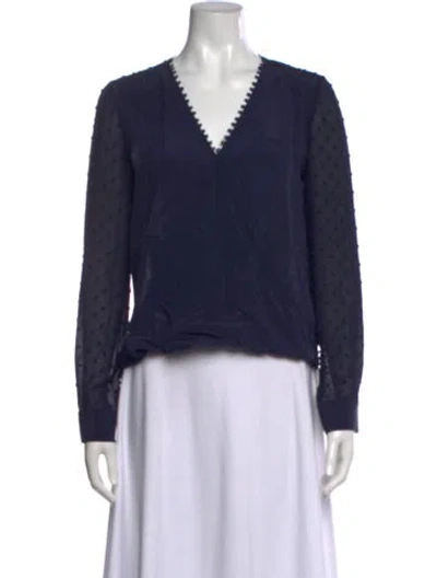 Pre-owned L'agence Silk V-neck Blouse In Blue