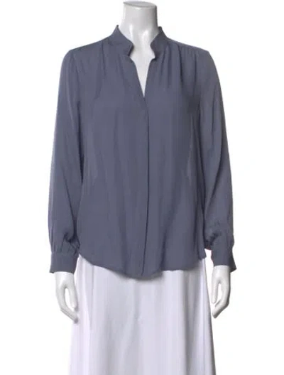 Pre-owned L'agence Silk V-neck Blouse In Blue