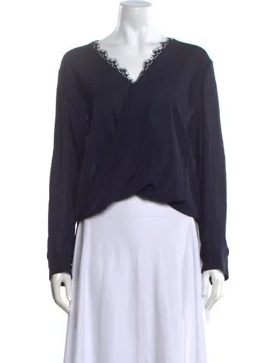 Pre-owned L'agence Silk V-neck Blouse In Blue
