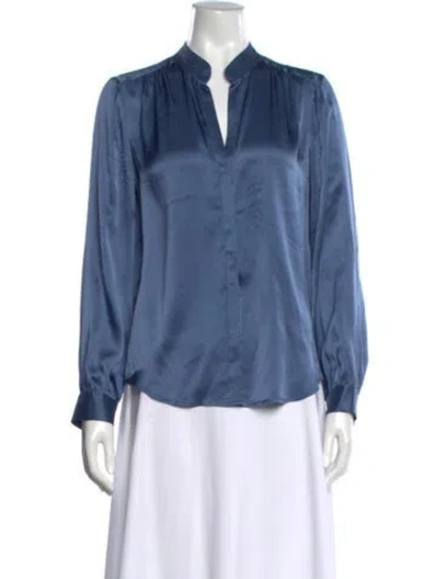 Pre-owned L'agence Silk V-neck Blouse In Blue