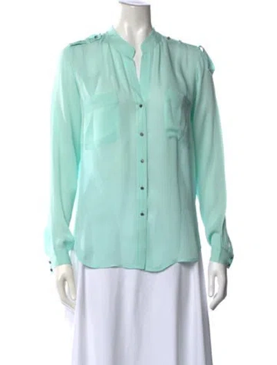 Pre-owned L'agence Silk V-neck Blouse In Blue
