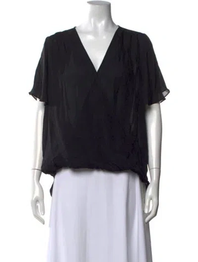 Pre-owned L'agence Silk V-neck Blouse In Blue
