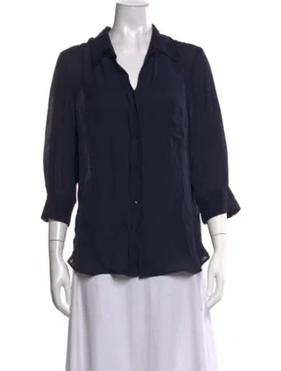Pre-owned L'agence Silk V-neck Blouse In Blue