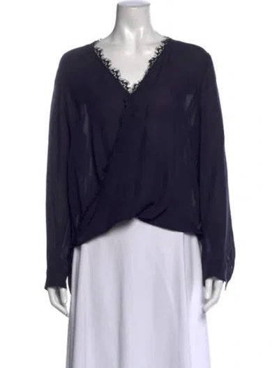 Pre-owned L'agence Silk V-neck Blouse In Blue