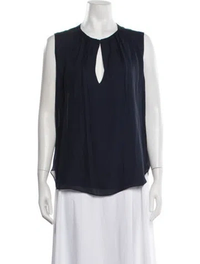 Pre-owned L'agence Silk V-neck Blouse In Blue