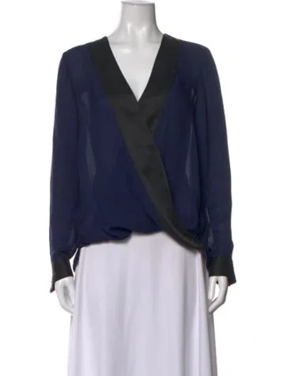 Pre-owned L'agence Silk V-neck Blouse In Blue