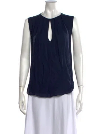 Pre-owned L'agence Silk V-neck Blouse In Blue