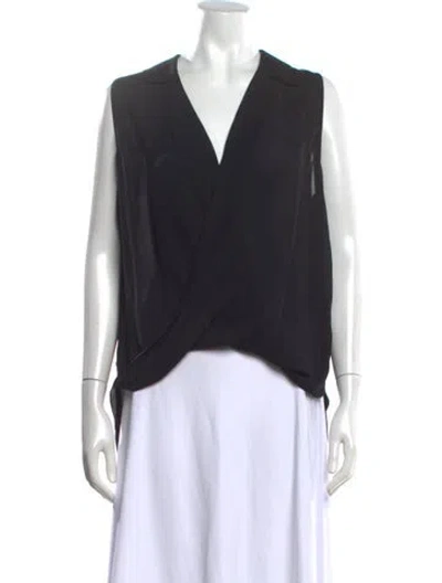 Pre-owned L'agence Silk V-neck Blouse In Blue