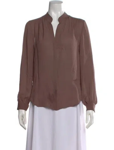 Pre-owned L'agence Silk V-neck Blouse In Brown