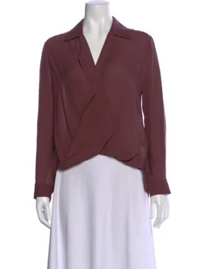 Pre-owned L'agence Silk V-neck Blouse In Burgundy