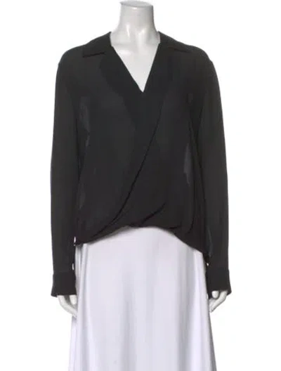 Pre-owned L'agence Silk V-neck Blouse In Gray
