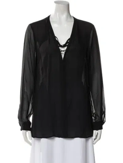 Pre-owned L'agence Silk V-neck Blouse In Gray