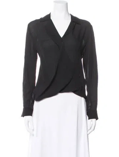 Pre-owned L'agence Silk V-neck Blouse In Gray