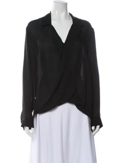 Pre-owned L'agence Silk V-neck Blouse In Gray