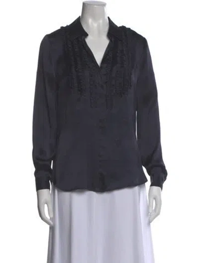 Pre-owned L'agence Silk V-neck Blouse In Gray