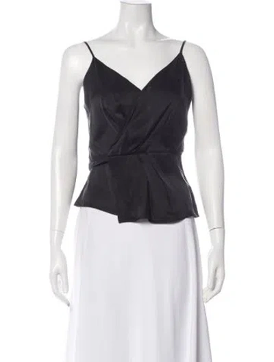 Pre-owned L'agence Silk V-neck Blouse In Gray