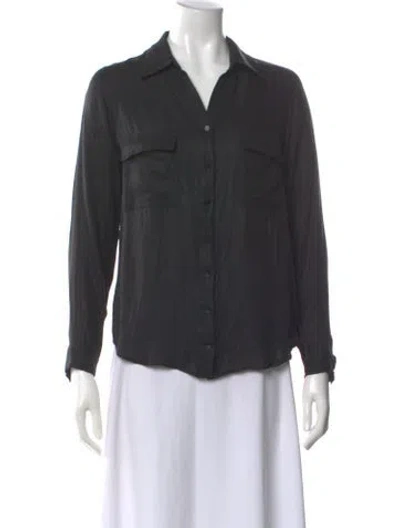Pre-owned L'agence Silk V-neck Blouse In Gray
