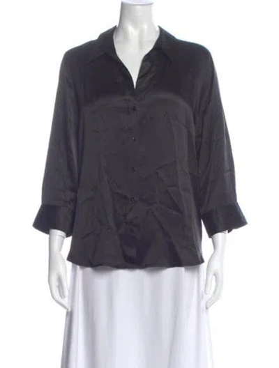 Pre-owned L'agence Silk V-neck Blouse In Gray