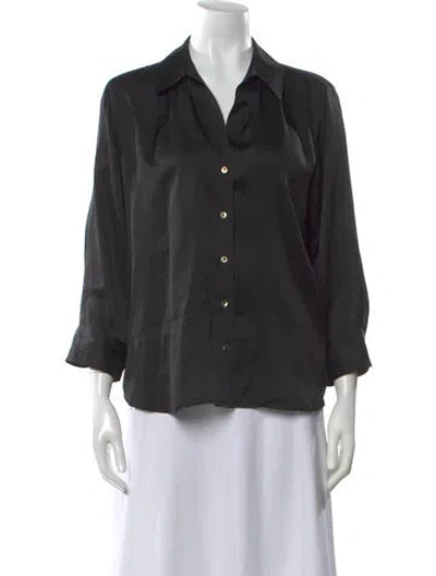 Pre-owned L'agence Silk V-neck Blouse In Gray