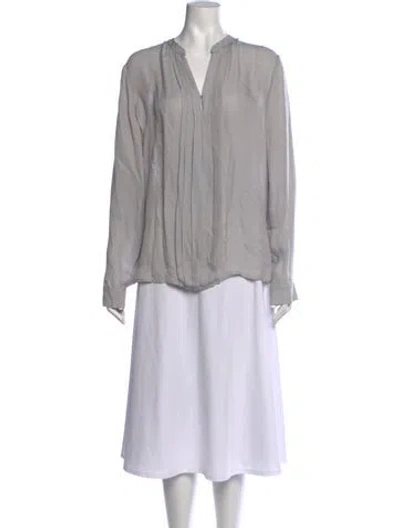 Pre-owned L'agence Silk V-neck Blouse In Gray