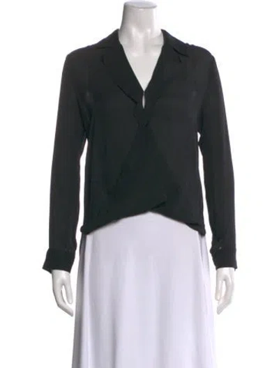 Pre-owned L'agence Silk V-neck Blouse In Green