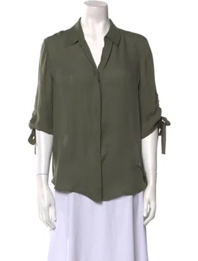 Pre-owned L'agence Silk V-neck Blouse In Green