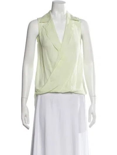 Pre-owned L'agence Silk V-neck Blouse In Green
