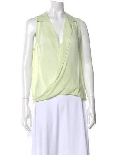 Pre-owned L'agence Silk V-neck Blouse In Green